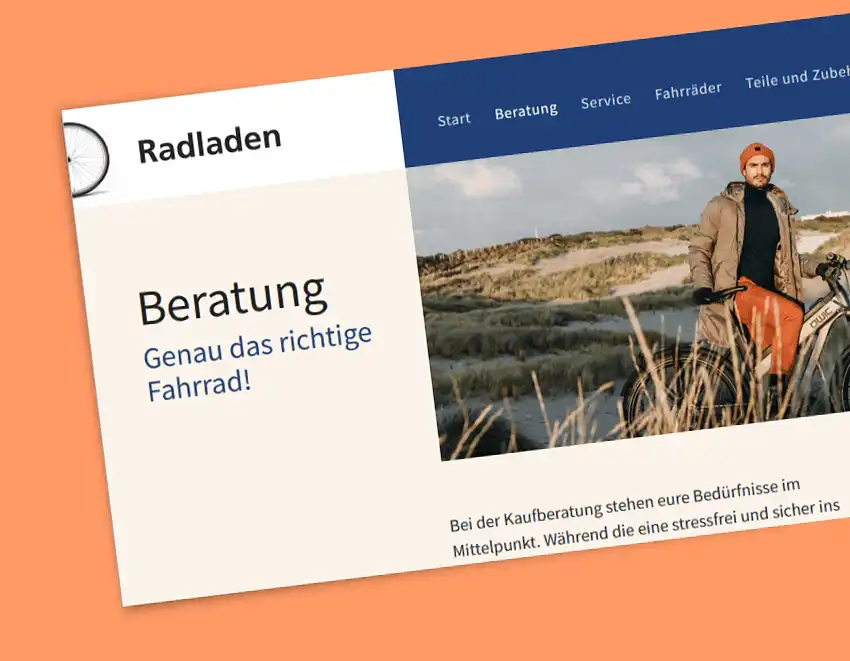 Screenshot WordPress-Website Radladen Hamburg